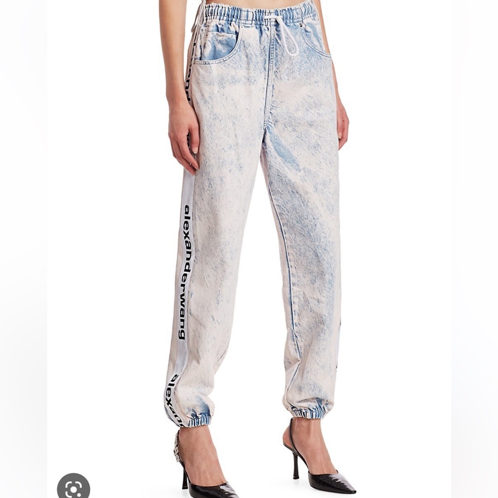 ALEXANDER WANG Logo-Stripe Denim Joggers